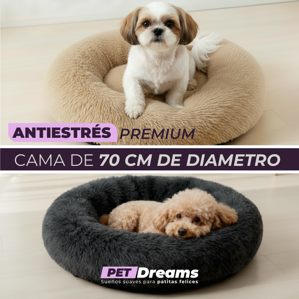 💤 Cama Antiestrés Premium – 70 cm -  Gato & Perro (Talla L)