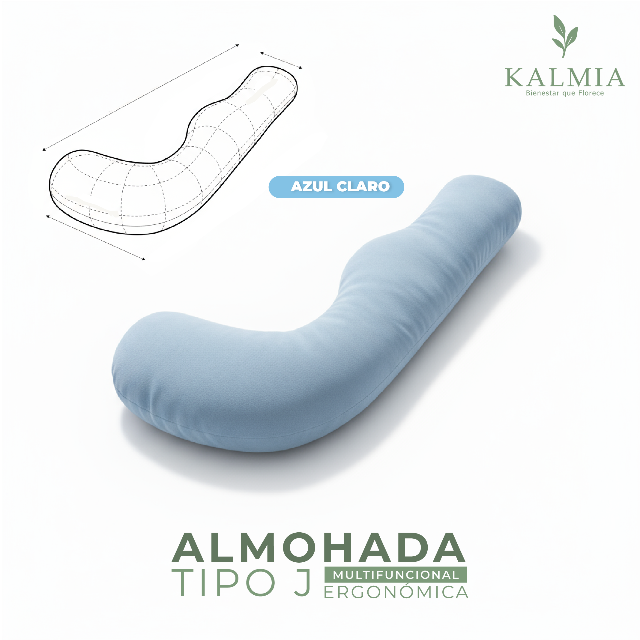 Almohada Tipo J Premium – Confort y Soporte Corporal