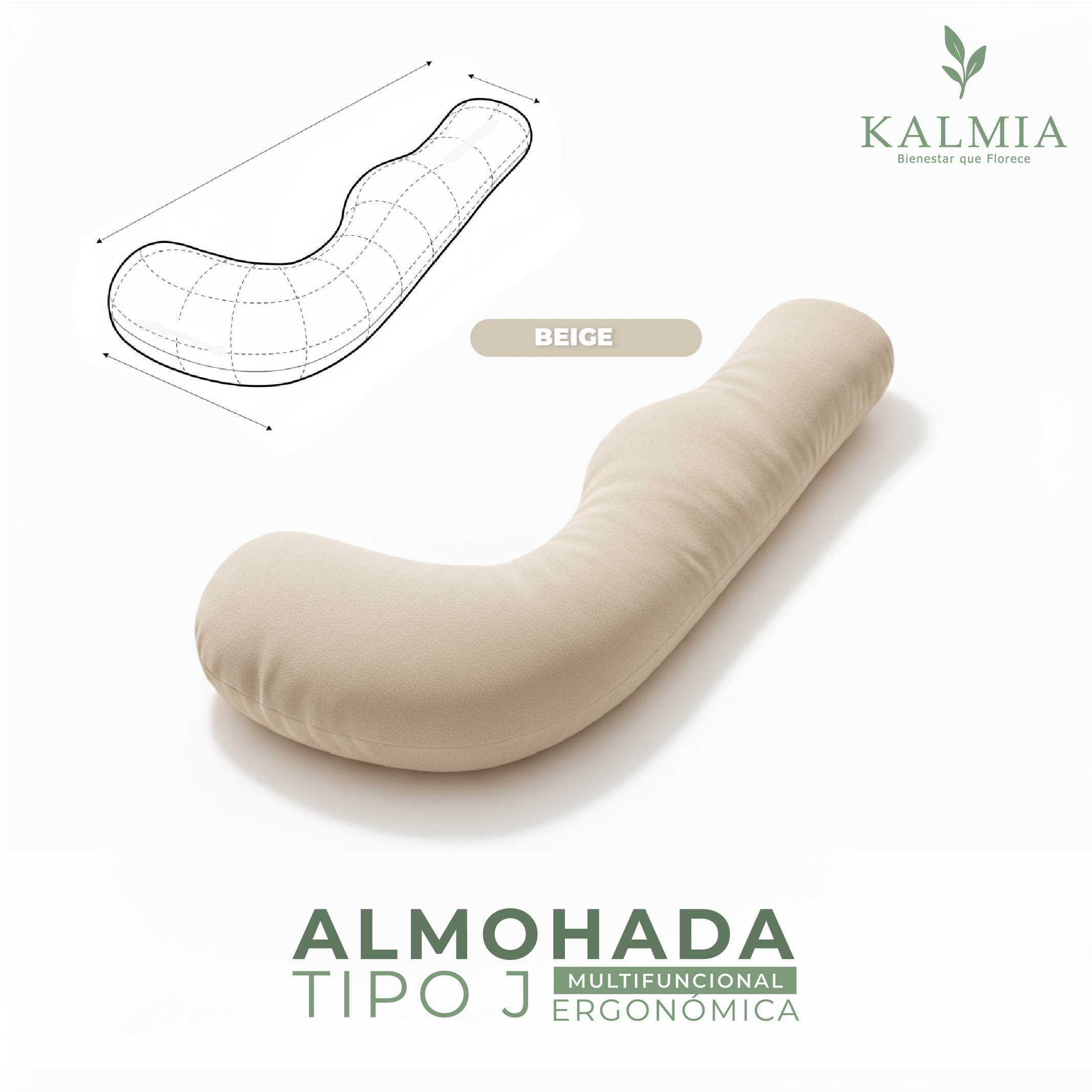 Almohada Tipo J Premium – Confort y Soporte Corporal