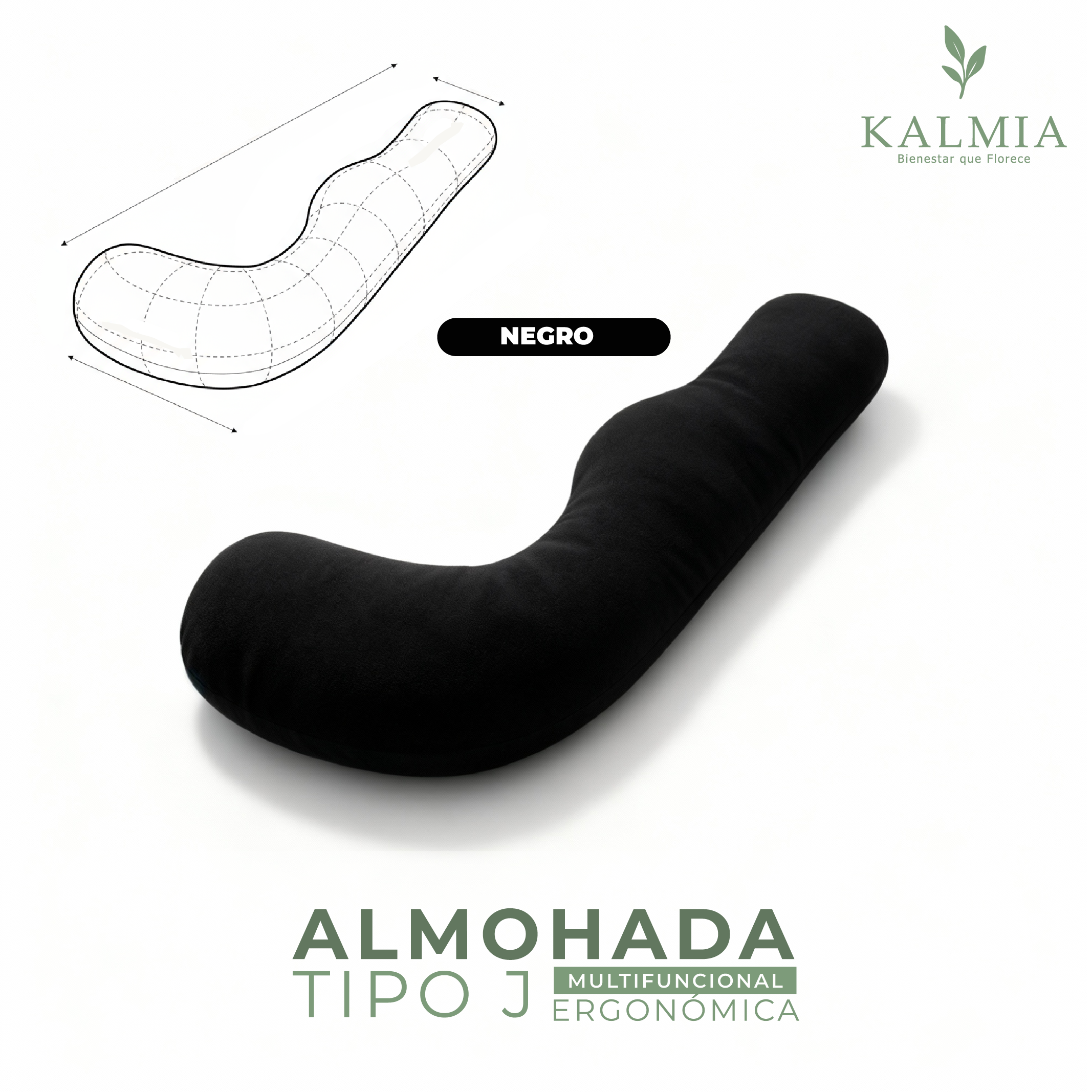 Almohada Tipo J Premium – Confort y Soporte Corporal