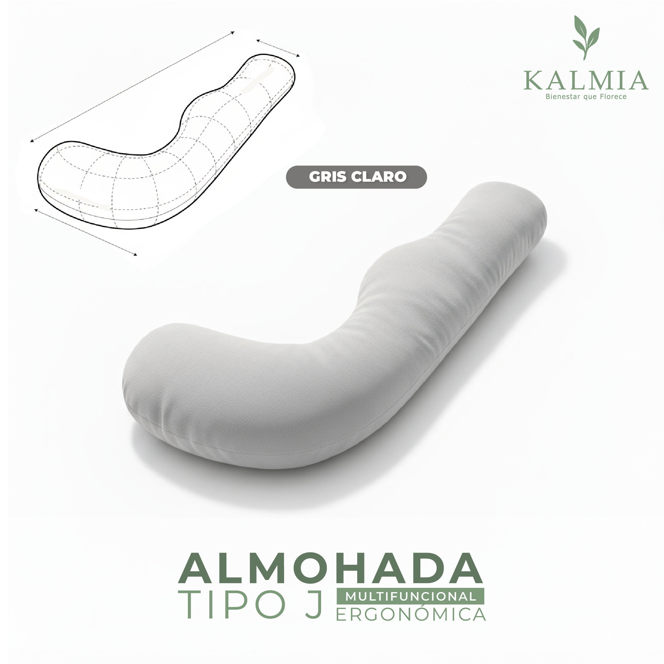 Almohada Tipo J Premium – Confort y Soporte Corporal