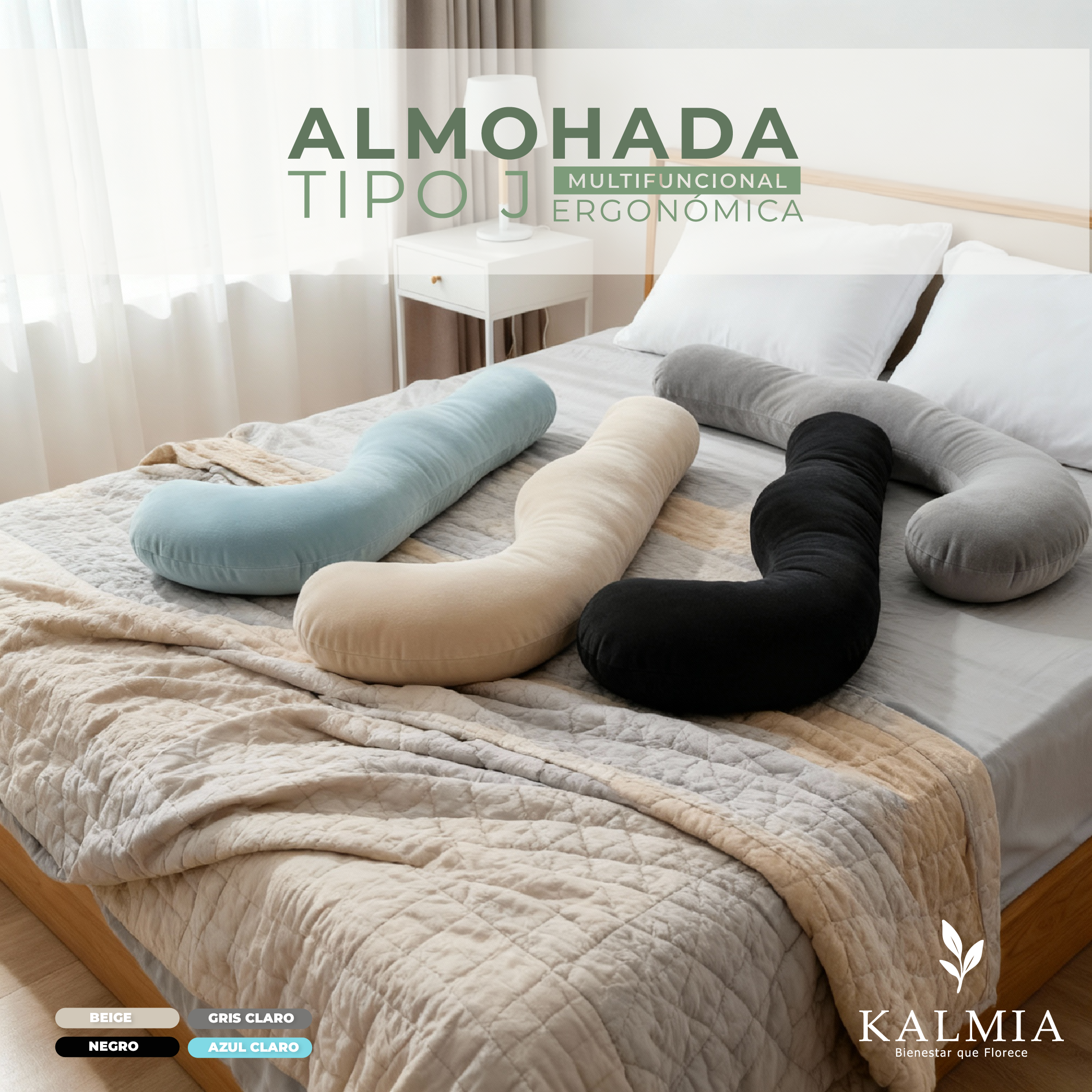 Almohada Tipo J Premium – Confort y Soporte Corporal